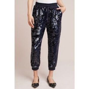 Anthropologie Pants Disco XS Sequin Joggers Blue NWOT